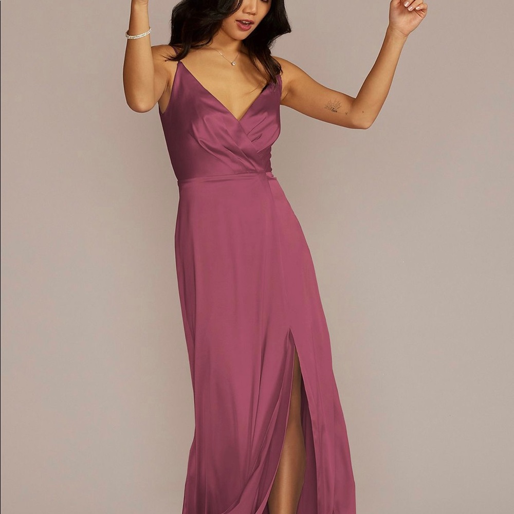 Stretch Charmeuse Cowl Back Dress
DAVID'S BRIDAL
F20546 Chianti 
Size 0